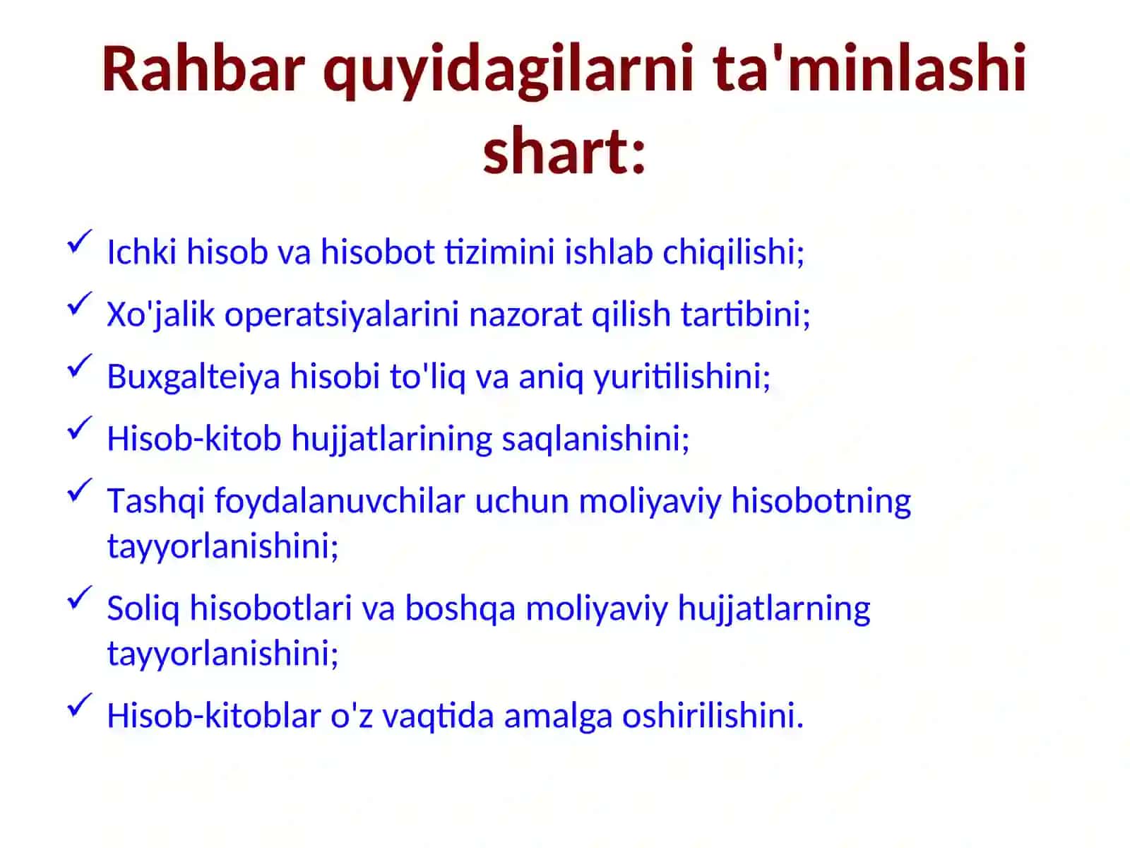 BUXGALTERIYA HISOBINI TASHKIL ETISH VA HISOB SIYOSATI 4