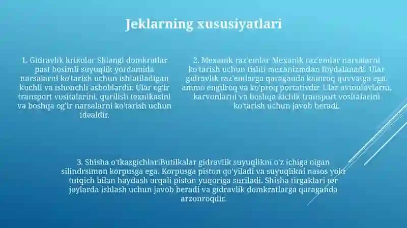 Domkratlar Turlari Va Xossalari 4