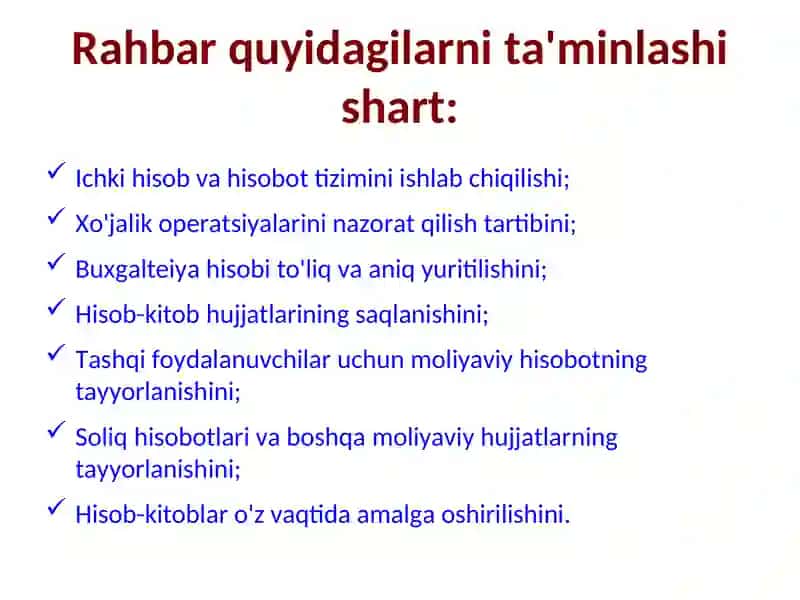Buxgalteriya hisobini tashkil etish va hisob siyosati 4