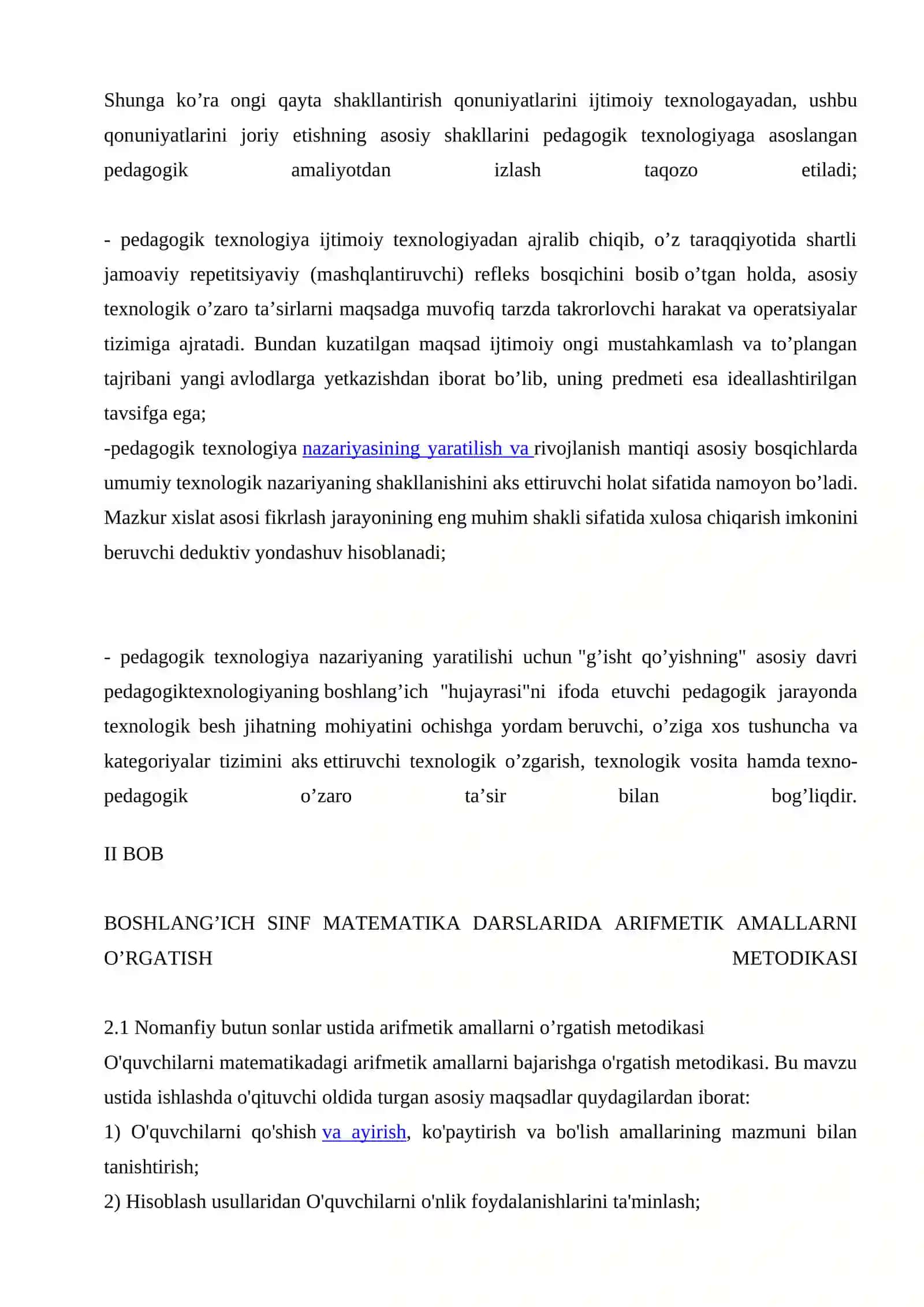 Arifmetik amallarni o’rgatishda amallar bajarish metodikasining umumiy masalalari 4