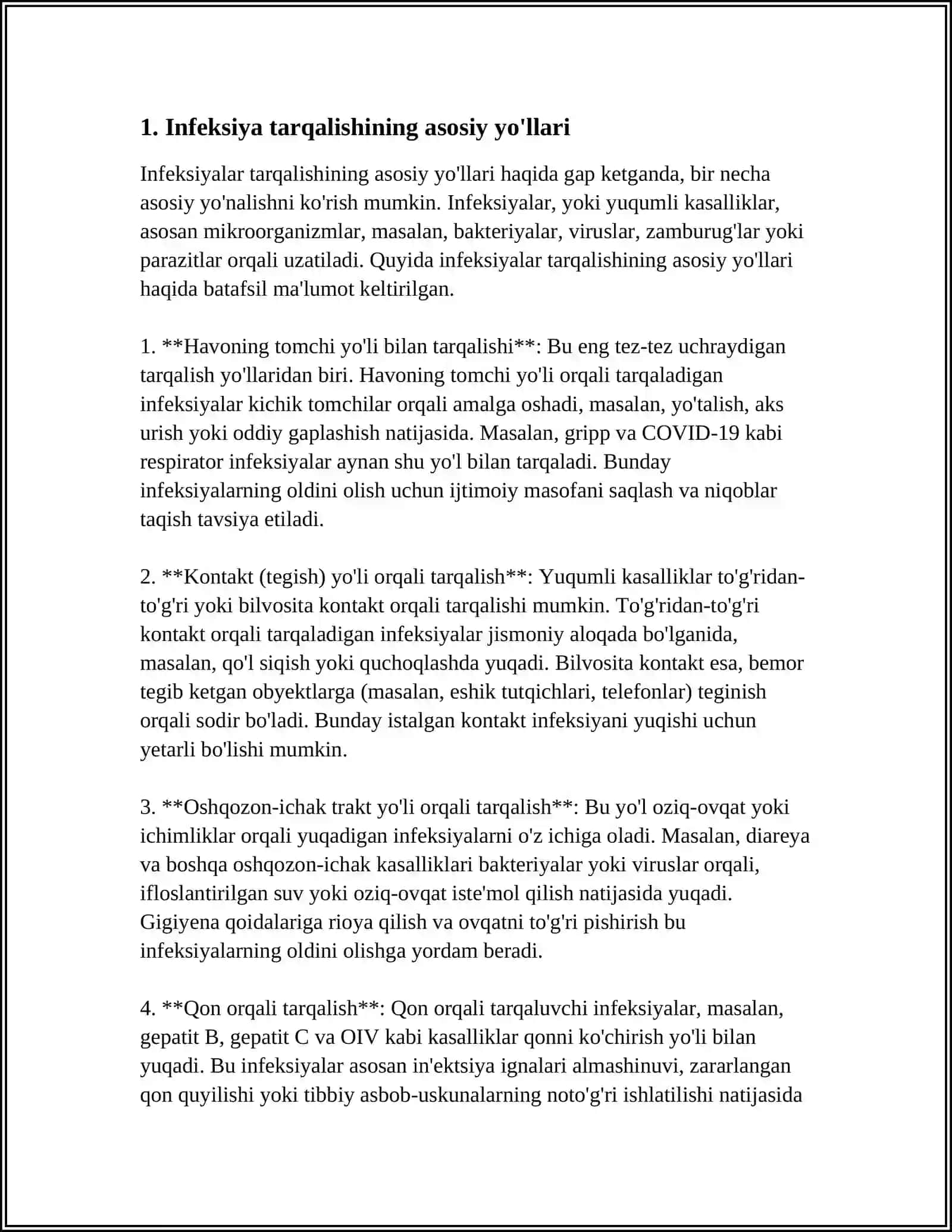 REFERAT INFIKSIYANI TARQALISH YULLARI VA UNI OLDINIOLISH 4