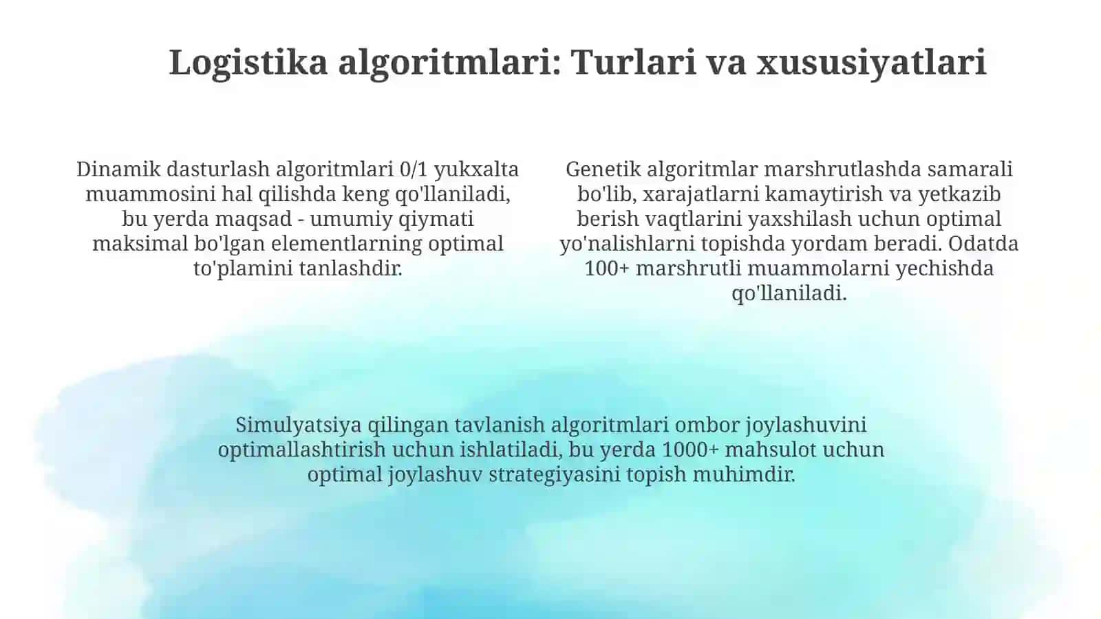 Elektron tijoratda logistika algoritmlarni optimallashtirish 4