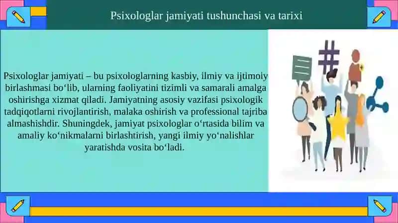 Psixologlar jamiyati assotsiatsiyalar shakllanishi va ilmiy tadqiqotlar faoliyati 4