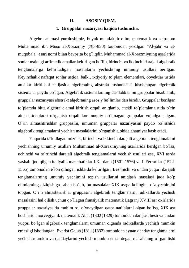 Kichik tartibli gruppalar. Kvanternion gruppalar. 4