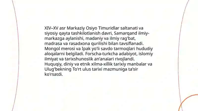 Mirzo Ulug'bekning,,To'rt ulus tarixi'' asari 4