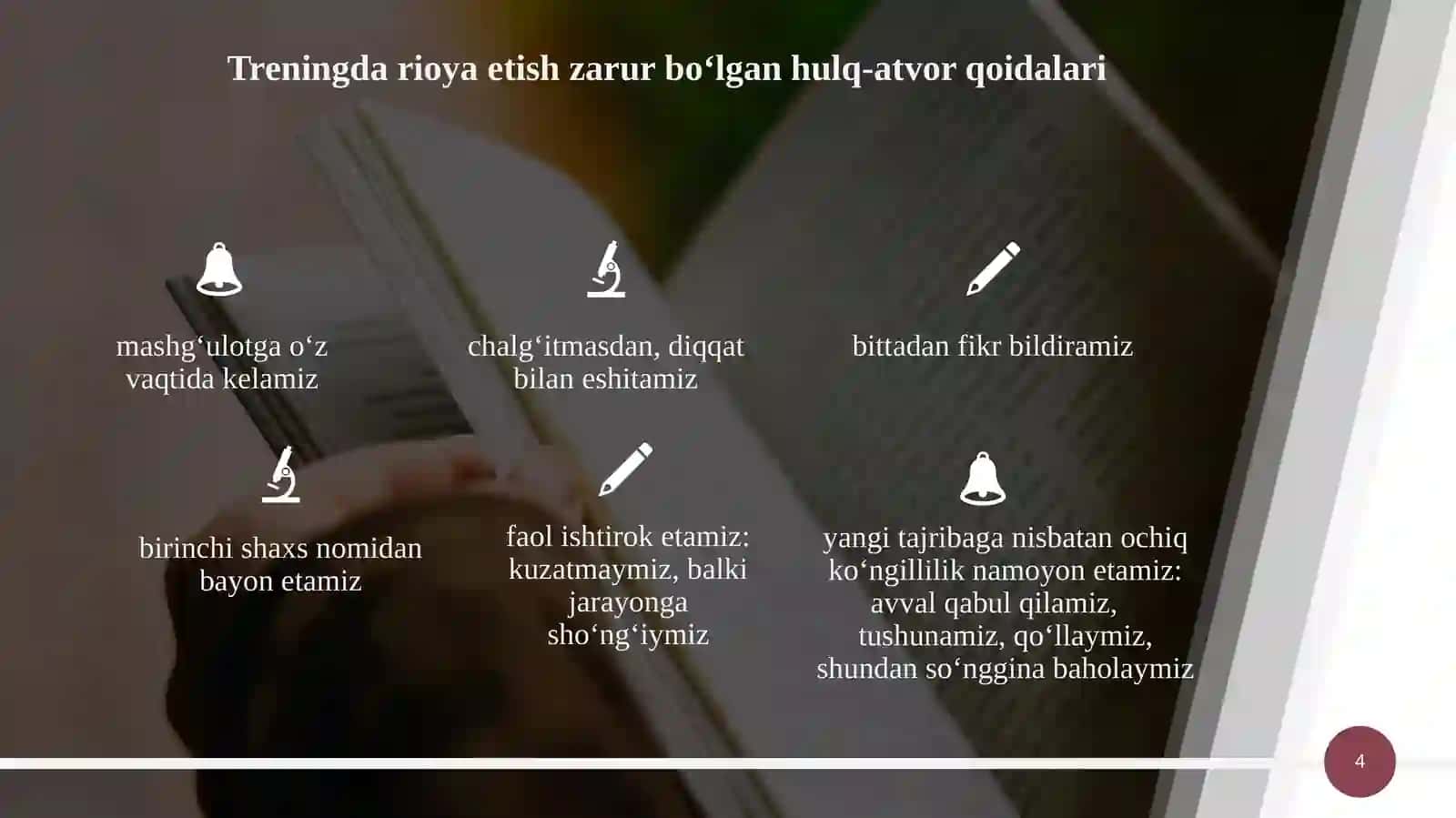 BIRINCHI KURS MAKTABI TRENINGI 4