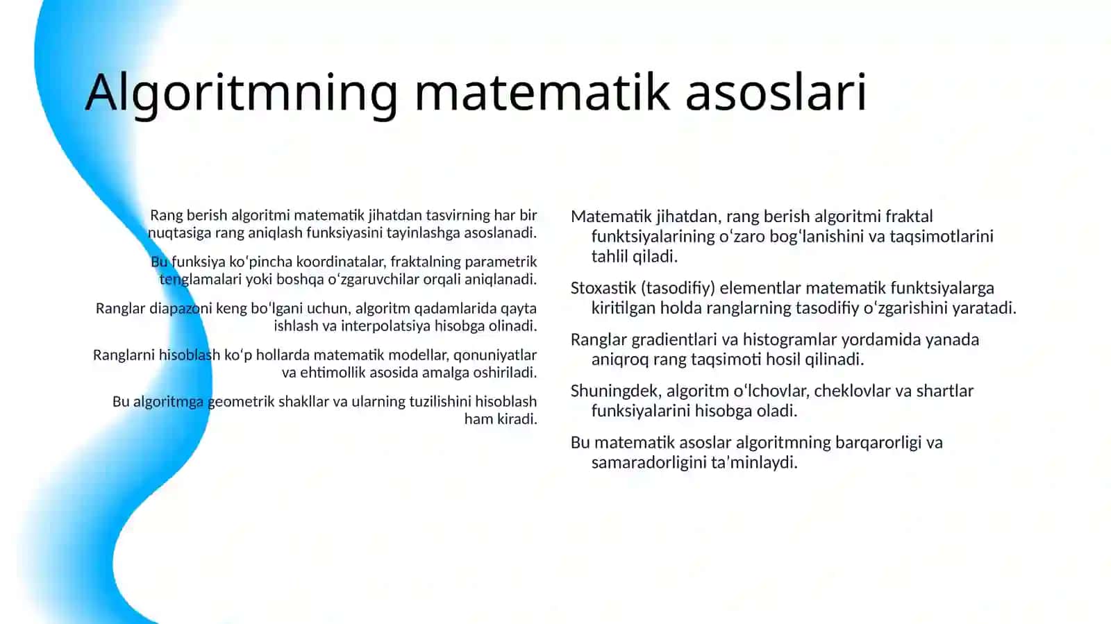 RANG BERISH ALGORITMIDAN FOYDALANIB STOXASTIK FRAKTALLARNI CHIZISH DASTURINI ISHLAB CHIQISH 4