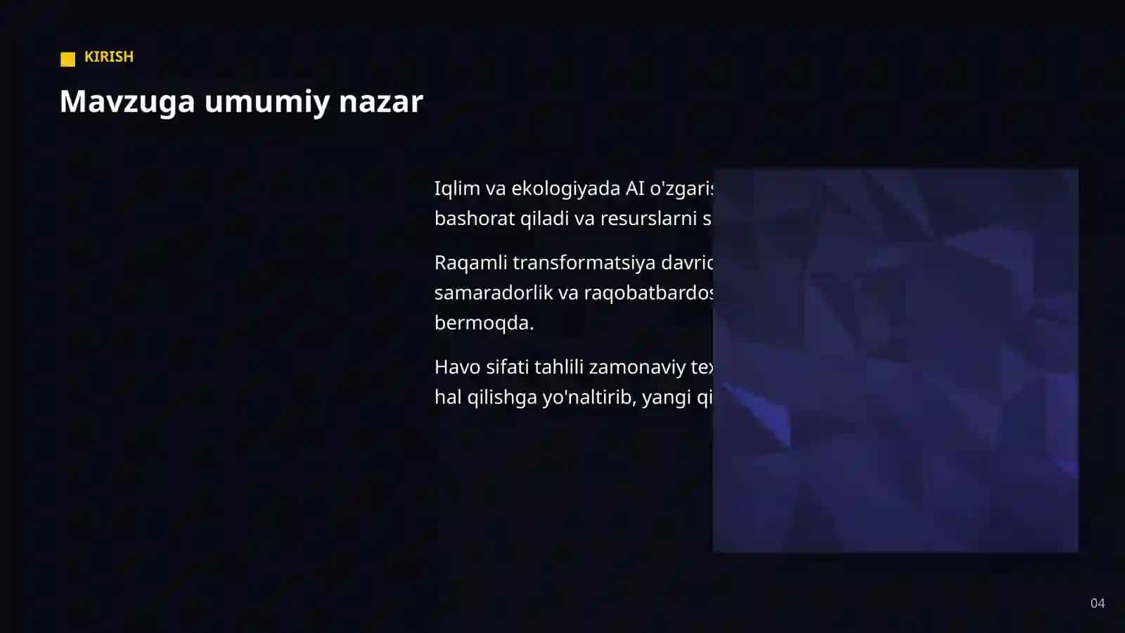 Iqlim va ekologiyada AI 4
