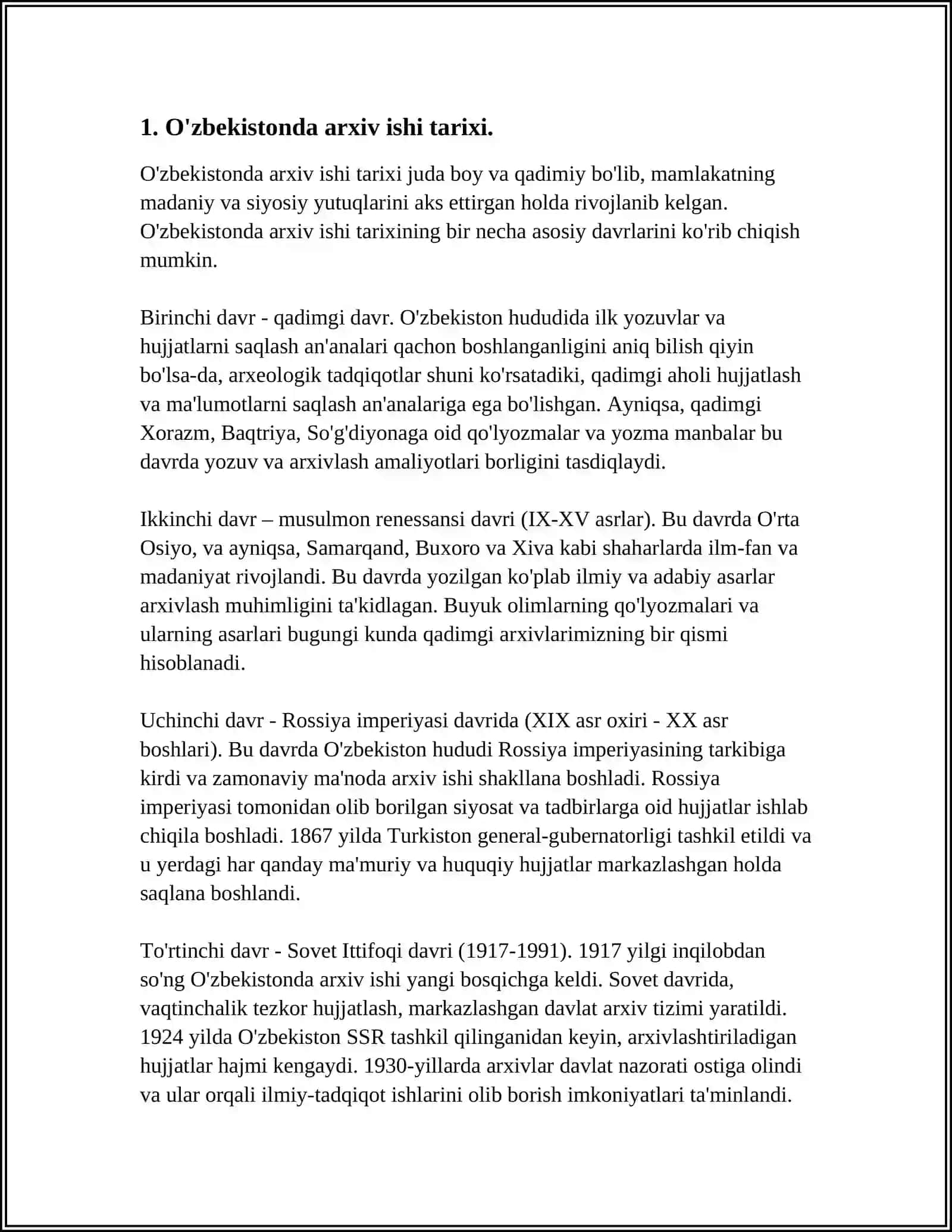 HOZIRGI BOSQICHDA O‘ZBEKISTONDA ARXIV ISHI VA BOSHQARUVI 4