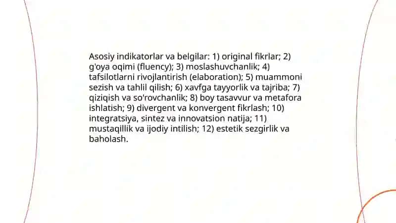 Kreativ talim olganlikni tashxis etishning mohiyati 4