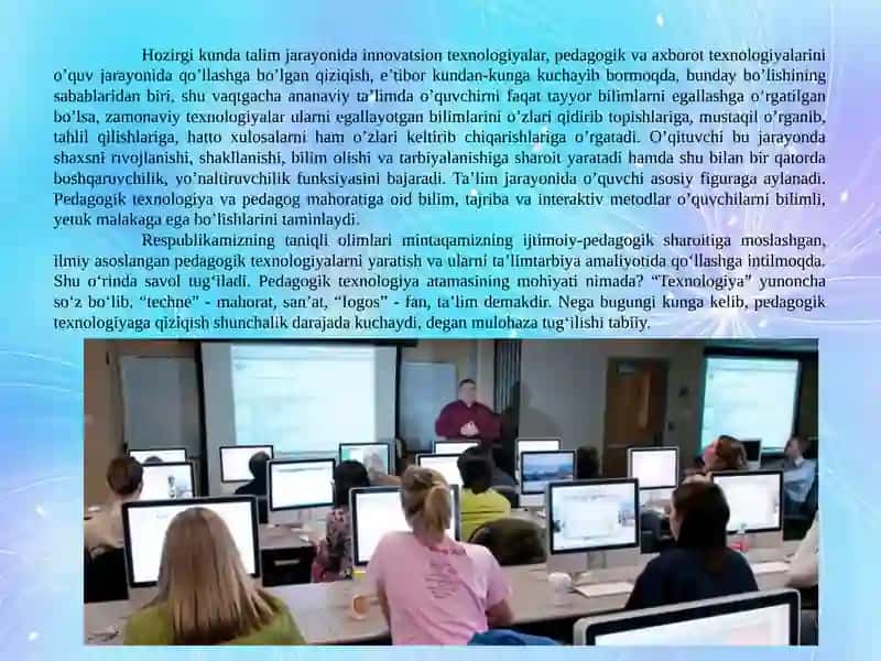 Ta’limda innovatsion metod va zamonaviy o‘quv texnik vositalaridan foydalanish 4
