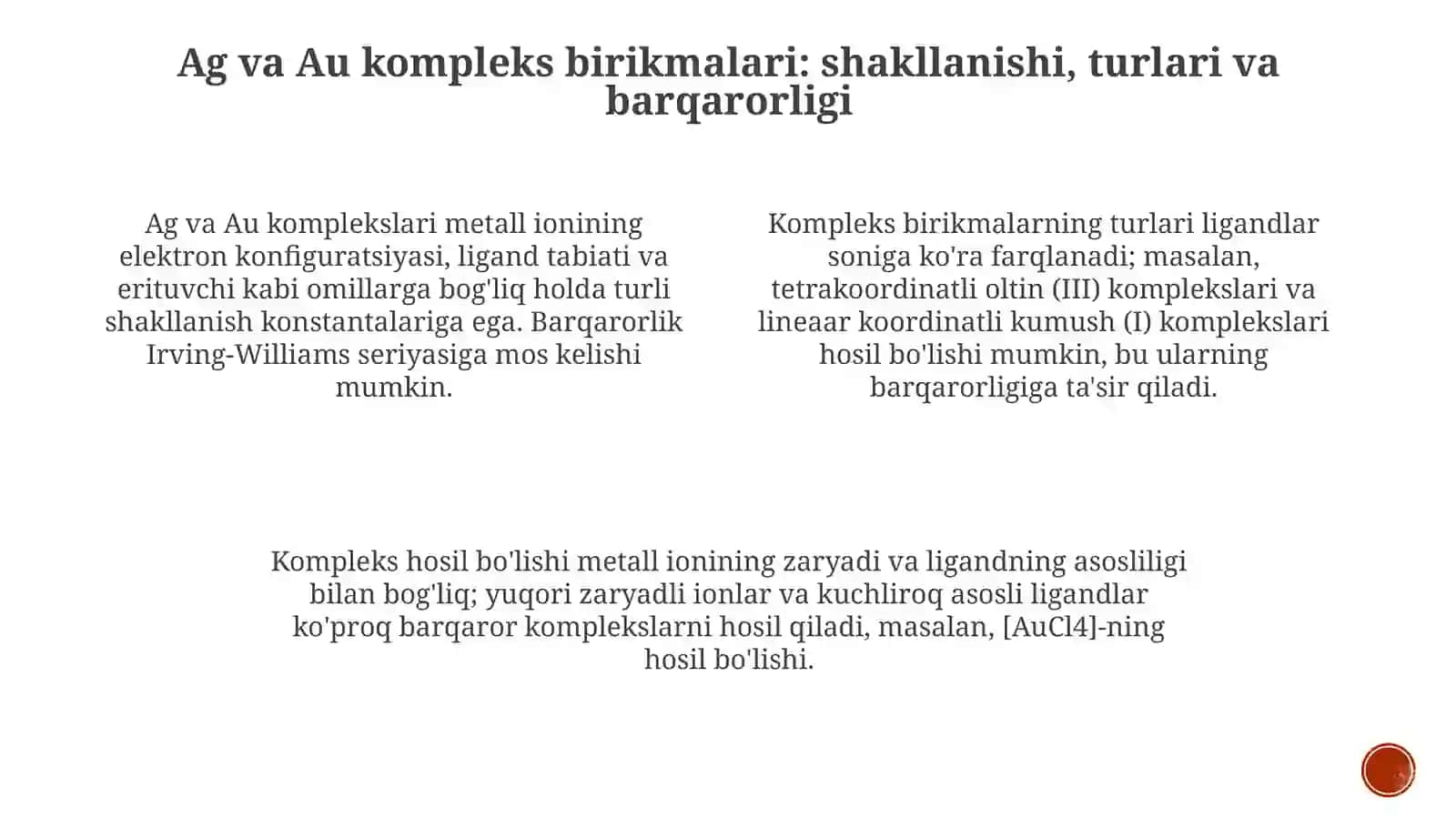 Ag va Au birikmalari farmatsiyada 4