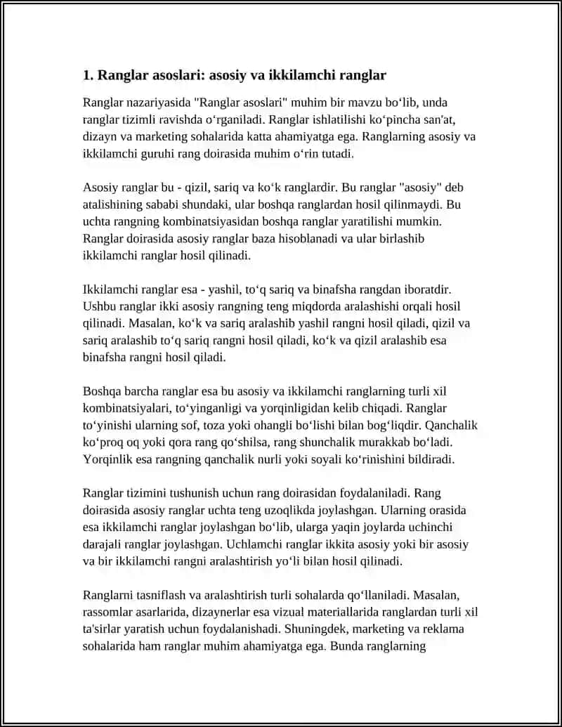 Ranglar va O‘lcham Birliklari 4