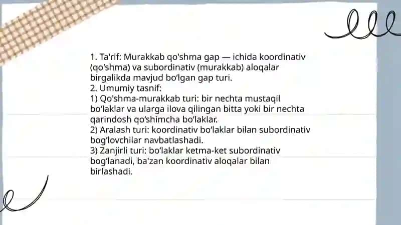 Murakkab qo'shma gap va ularning tasnifi 4