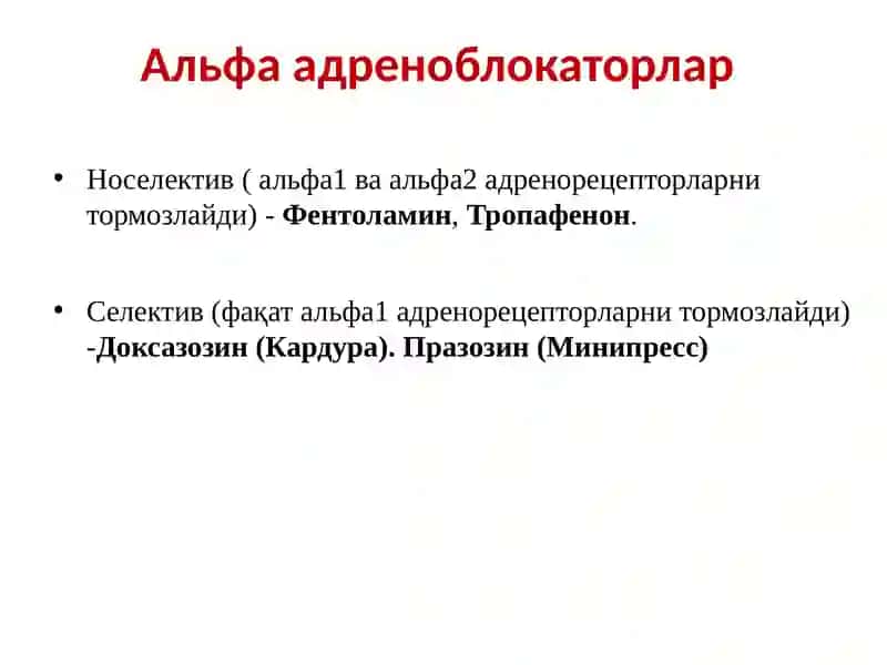 Адренергик синапсларни блокловчи дори воситалар. Адреноблокаторлар 4