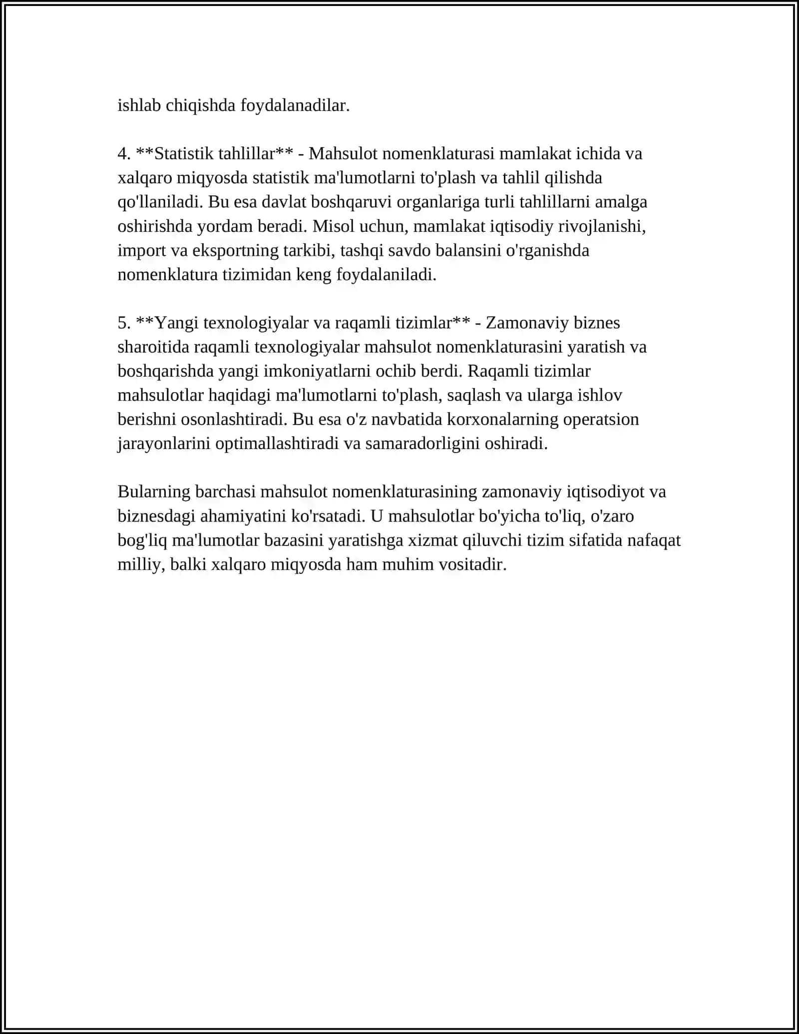 MAHSULOT NOMENKLATURASI VA ASSARTIMENTI HAJMINING TAHLILI 4