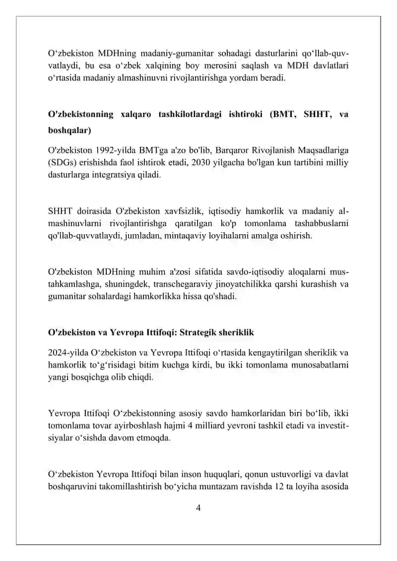 O'zbekistonning tashqi siyosati 4