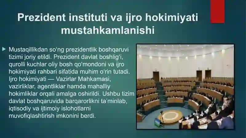 Mustaqillik yillarida davlat boshqaruvi tizimida amalga oshirilgan islohotlar 4