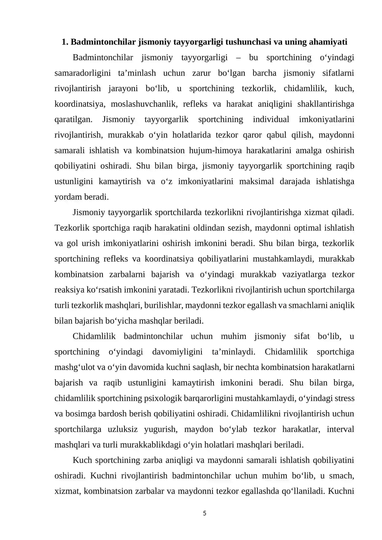Badmintonchilar jismoniy tayorgarligiga va uni rivojlanish uslubiyati 4
