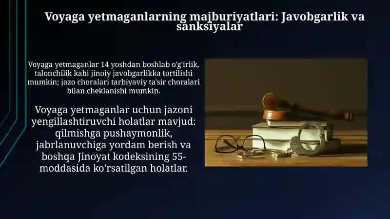 Jinoyat qonunchiligida voyaga yetmaganlarning huquq va majburiyatlari 4