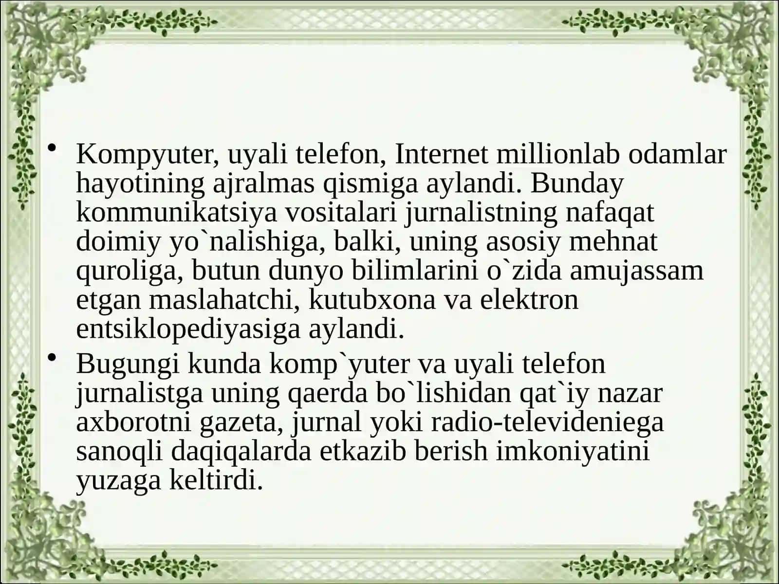 Yangi axboriy texnologiyalar va ayniqsa, Internet 4