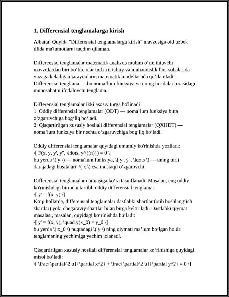 Differensial tenglamalarga kirish 4