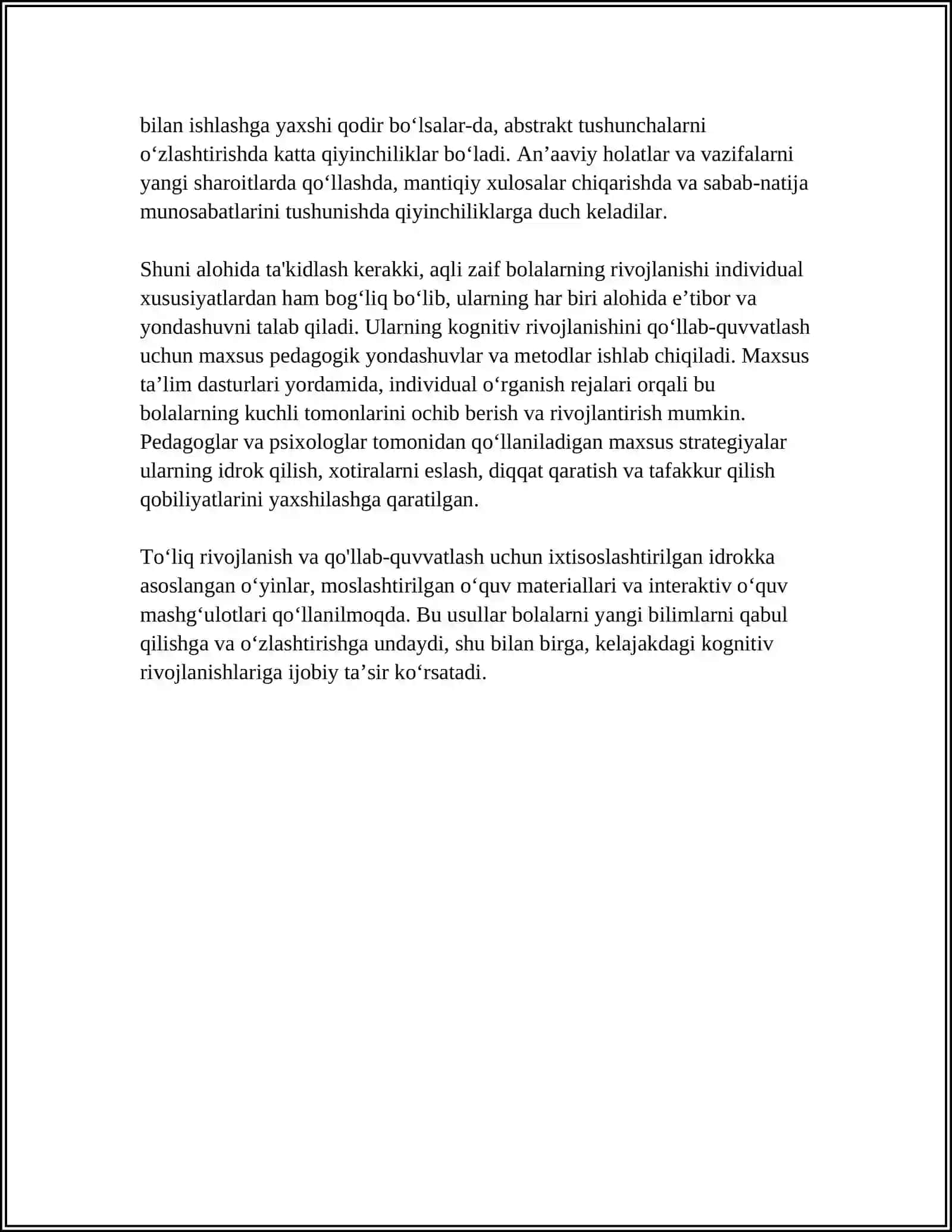 Aqli zaif bolalarning kognitiv rivojlanishi 4