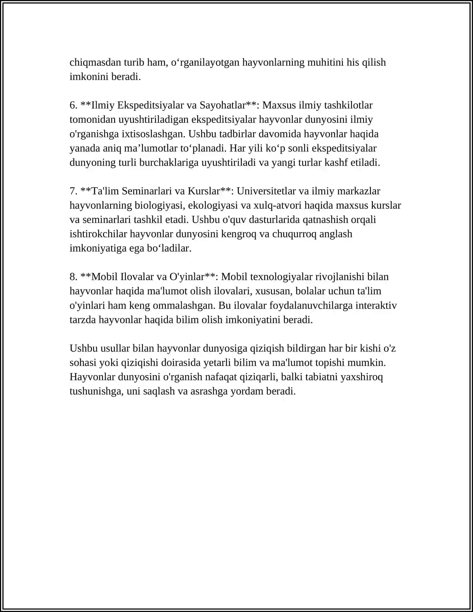 ZOOLOGIYADAN SINFDAN TASHQARI ISHLARNI TASHKIL ETISH METODIKASI 4