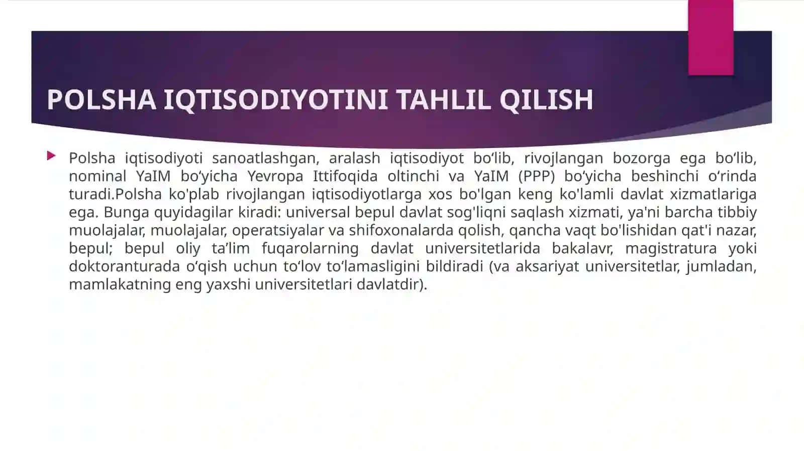 POLSHA IQTISODIYOT INITAHLIL QILISH 4