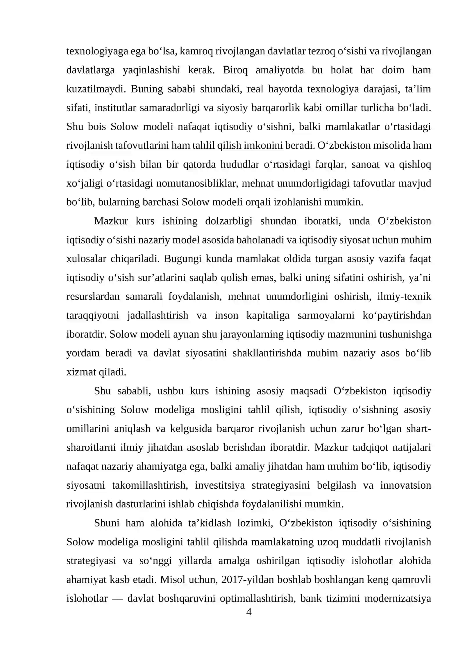 Oʻzbekistonda Iqtisodiy Oʻsishning Solow Modeli Mosligi 4