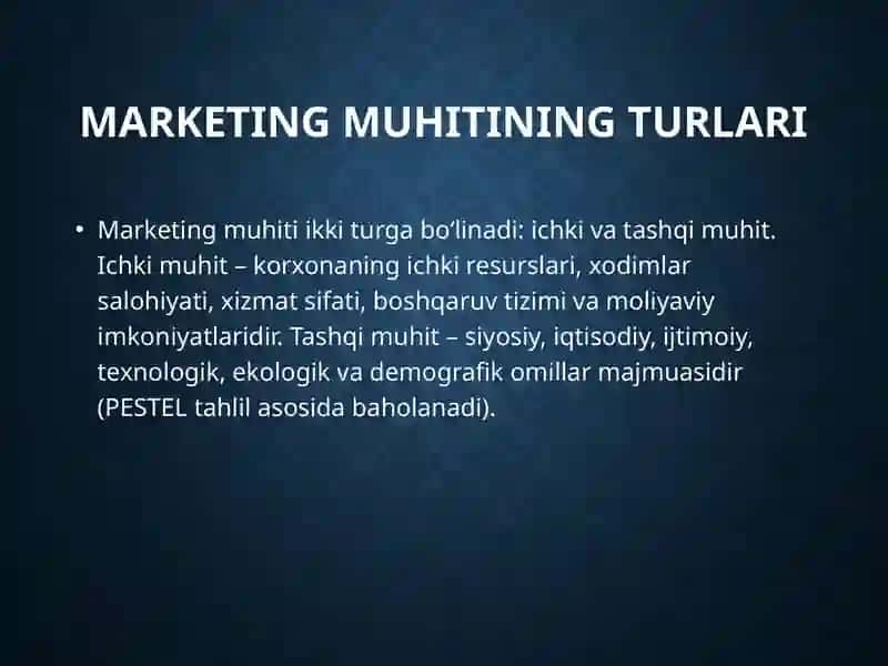 Turistik korxonalarning marketing muhiti tadqiqoti 4