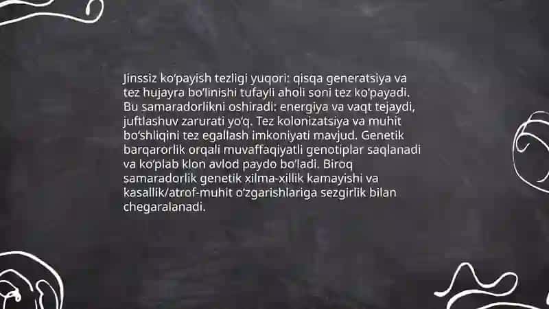 Jissiz va jinsiy ko’payishning biologik ahamiyati 4