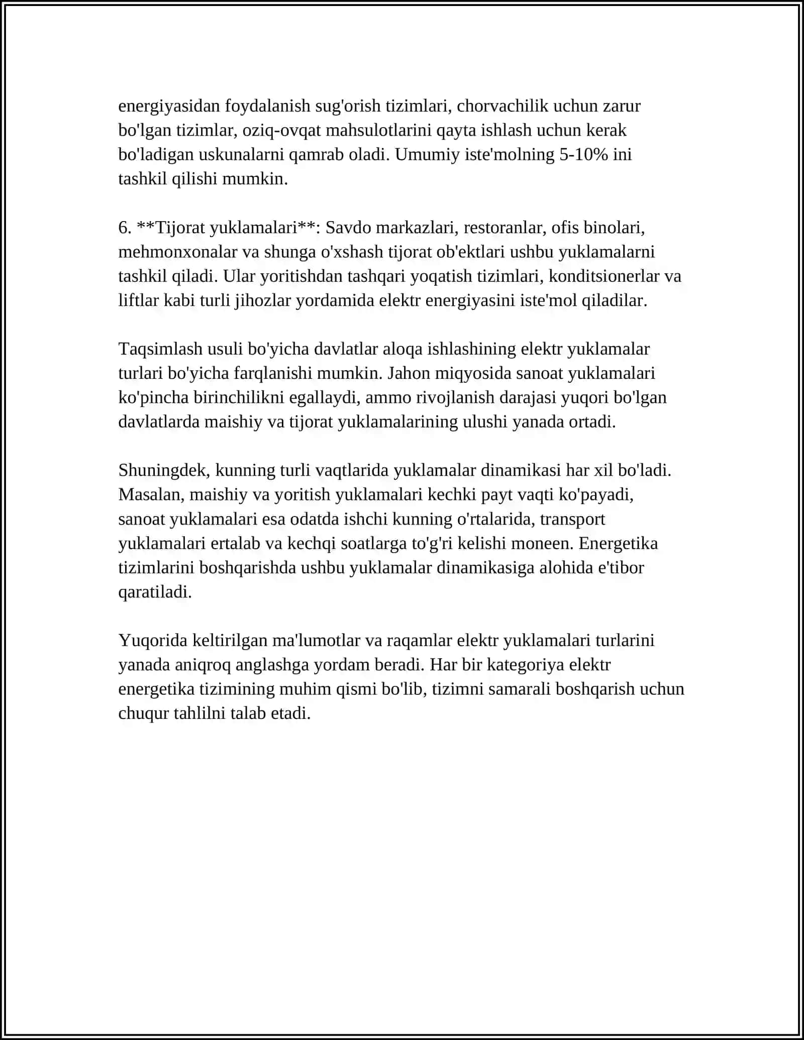 Elektr yuklama(nagruzka) va elektr energiya sarfini hisoblash 4