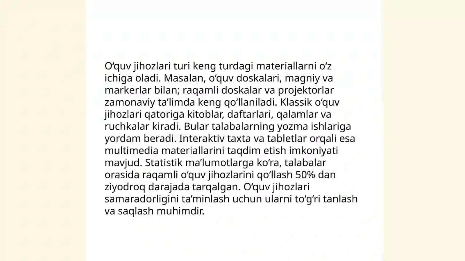 Fan xonalarining jixozlanishini oʻrganish 4