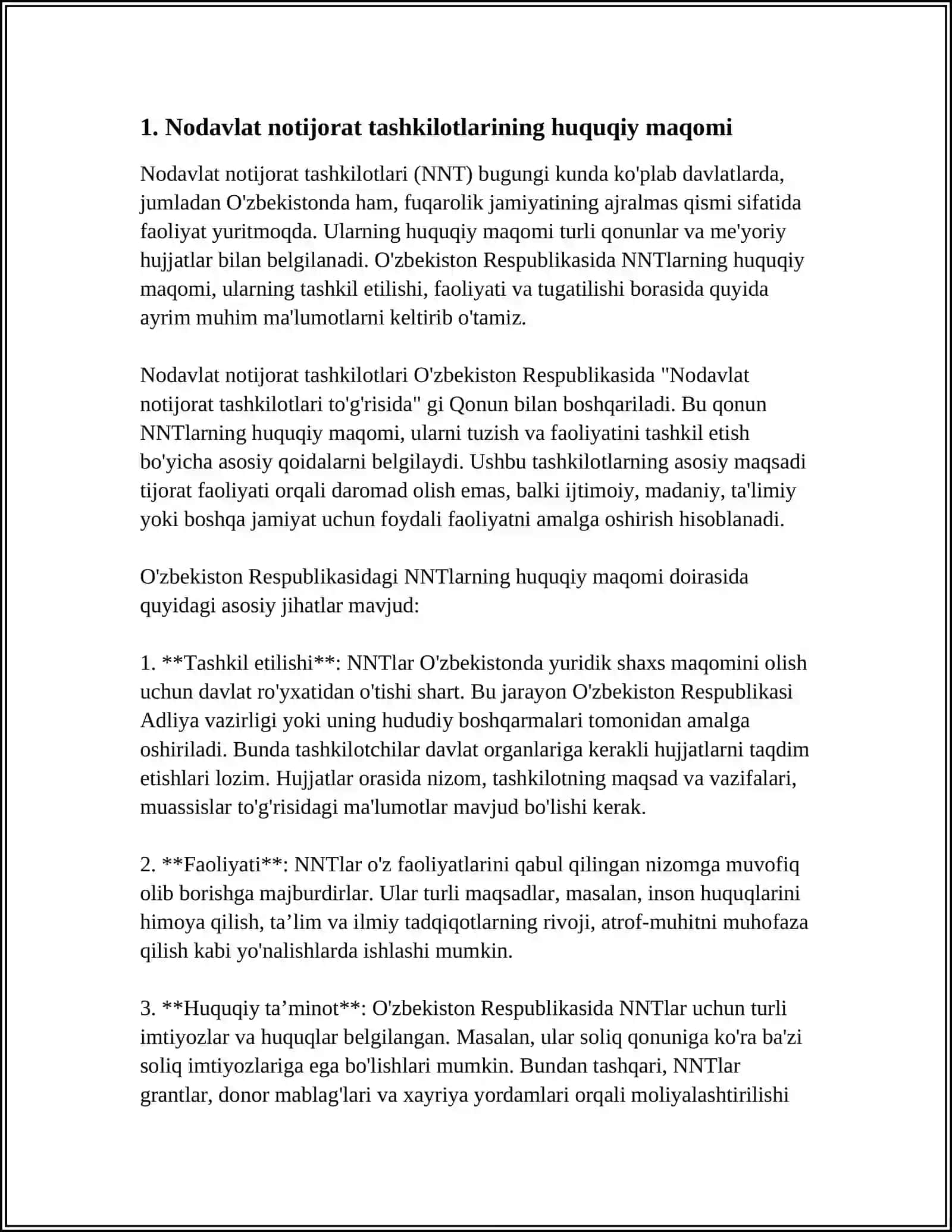 OʻZBEKISTONDA NODAVLAT NOTIJORAT TASHKILOTLAR FAOLIYATI 4
