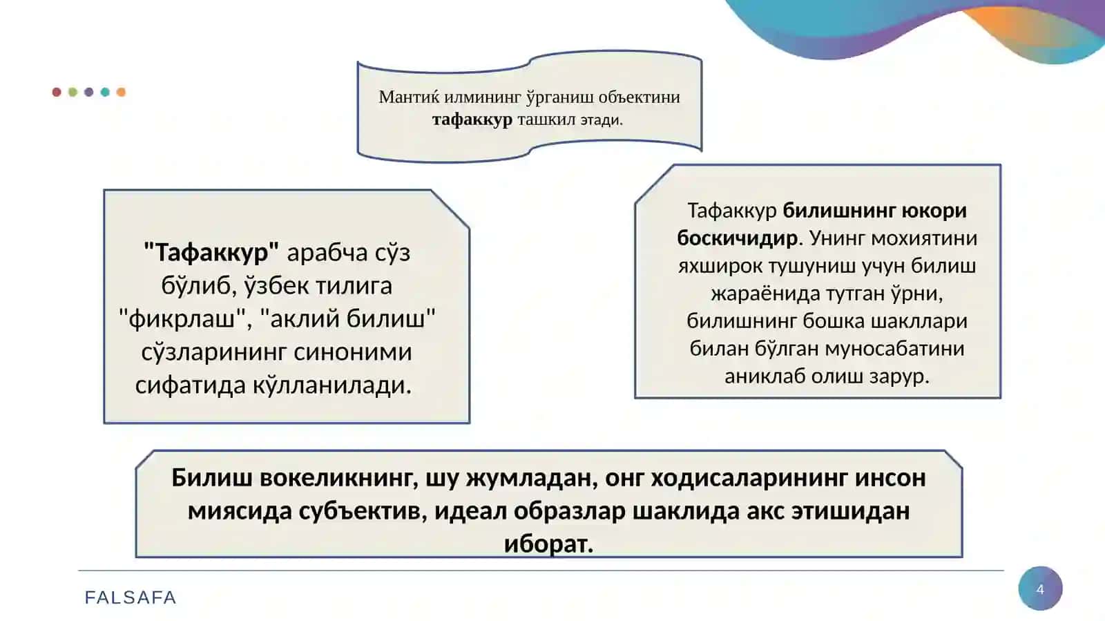 Тафаккур мантиќ илмининг ўрганиш объекти сифатида 4