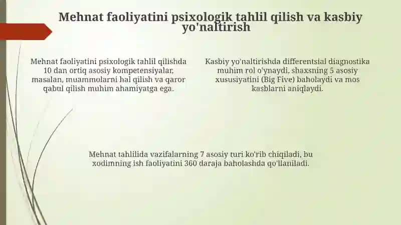 Mehnat psixologiyasining vazifasi va muammolari 4