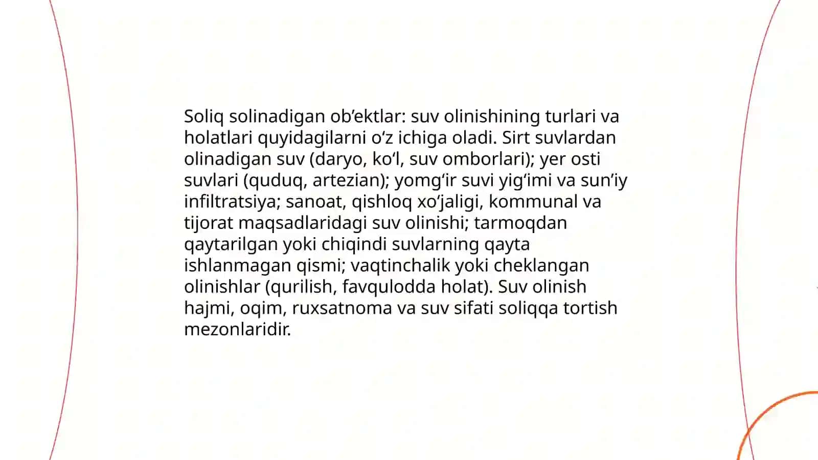 Suv resurslaridan foydalanganlik uchun soliq 4