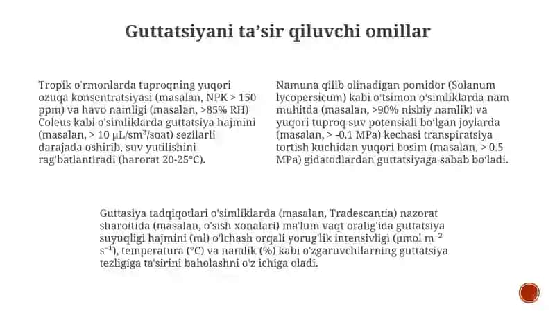 O'simliklarda guttatsiya hodisalarini o'rganish 4