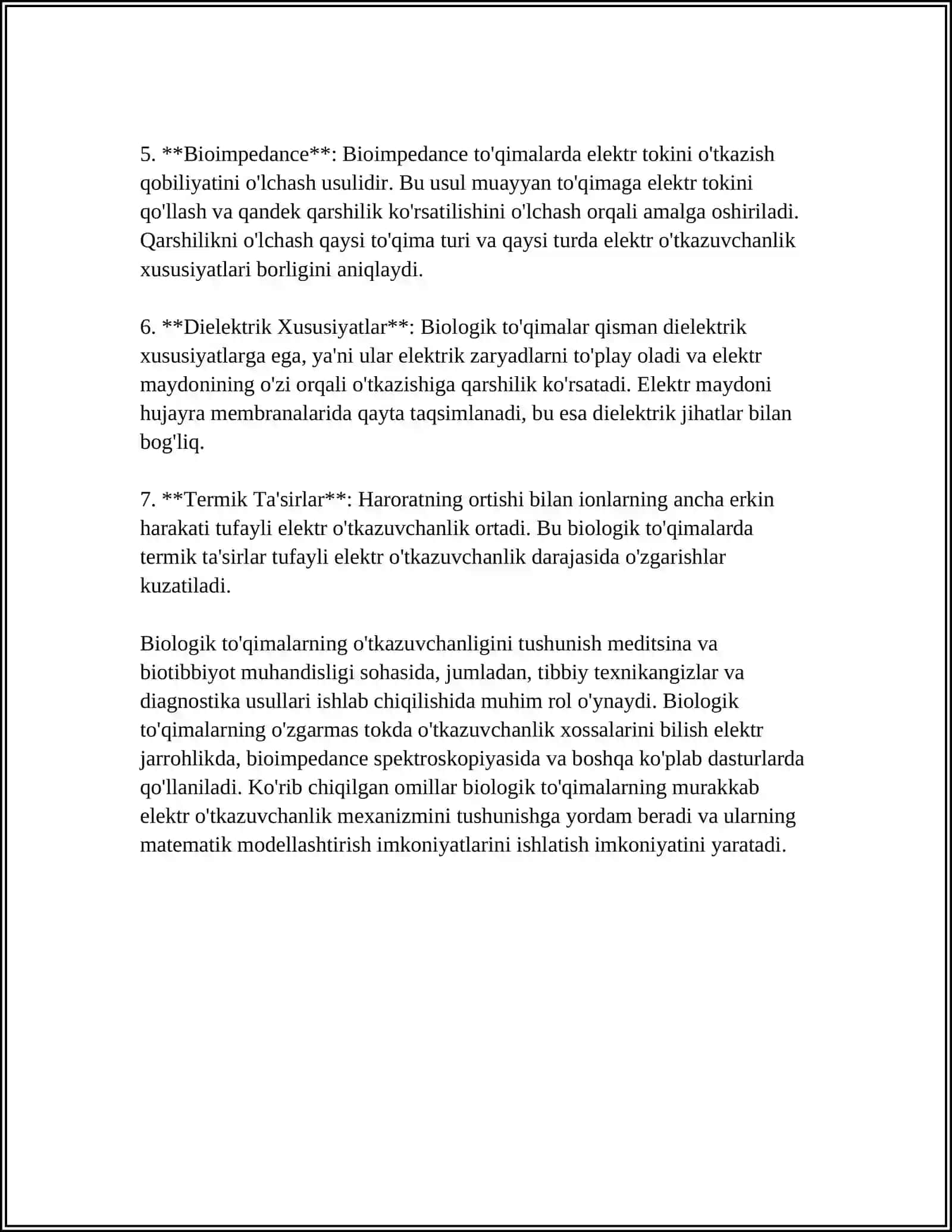 BIOLOGIK TOʻQIMALAR VA SUYUQLIKLARNING OʻZGARMAS TOKDA ELEKTR OʻTKAZUVCHANLIGI 4