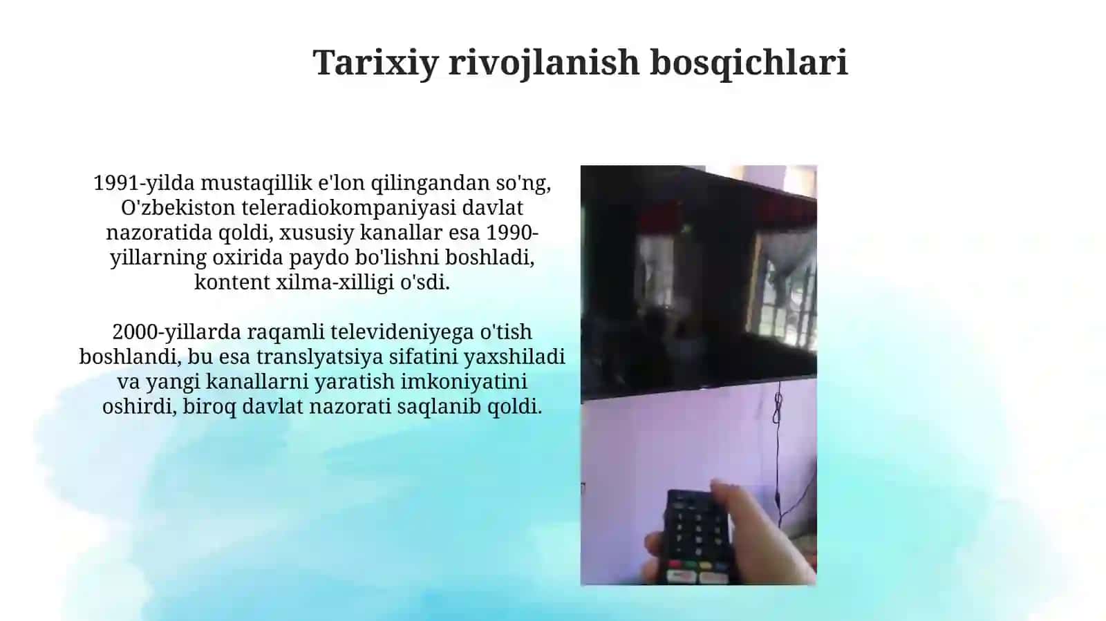 Davlat va nodavlat telekanallar faoliyati tahlili uzbekston teleradyo kanali 4