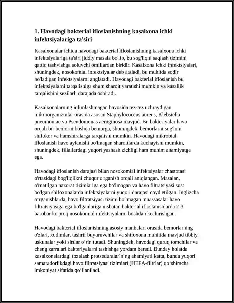 Kasalxon Ichi Infeksiyalarni Kelib Chiqishi Uchun Havoning Bakterial Ifloslanganligini Ahamiyati 4