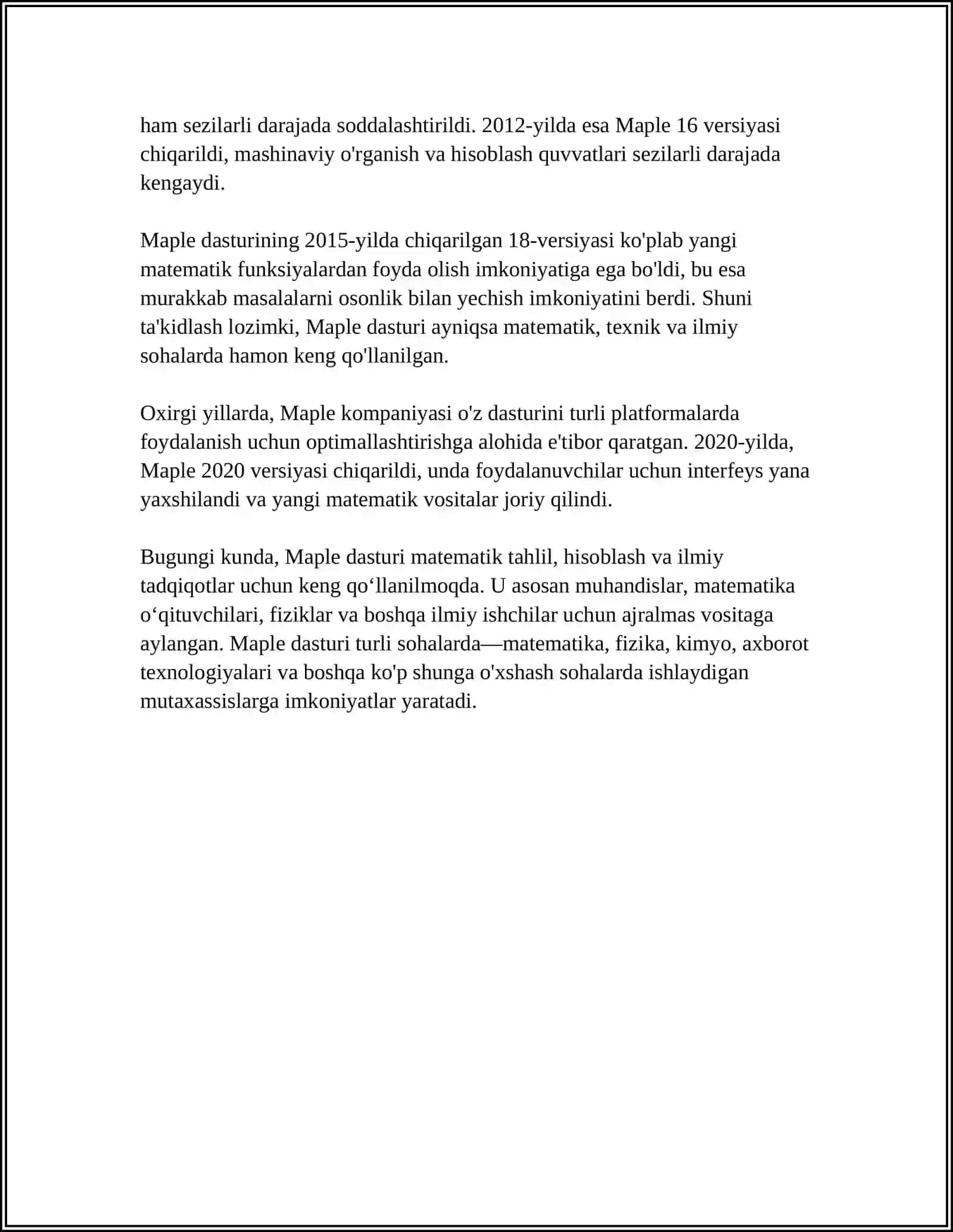 Maple Dasturi Haqida Umumiy Tushunchalar 4