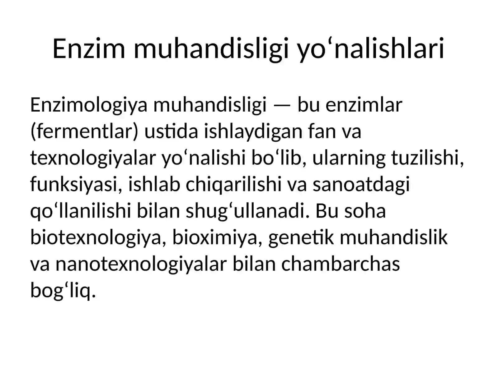 Enzimologiya muhandisligi va tibbiy enzimologiyaning muammolari 4