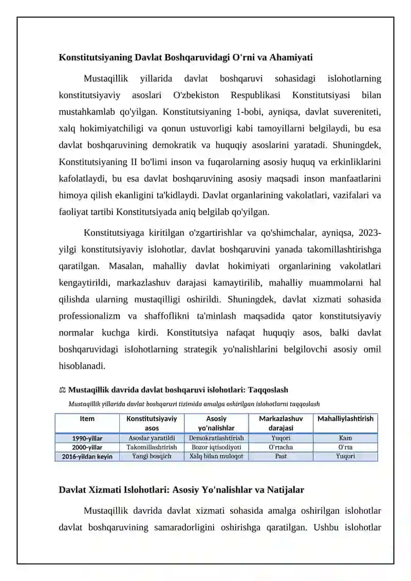 Mustaqillik yillarida davlat boshqaruvi tizimida amalga oshirilgan islohotlar 4