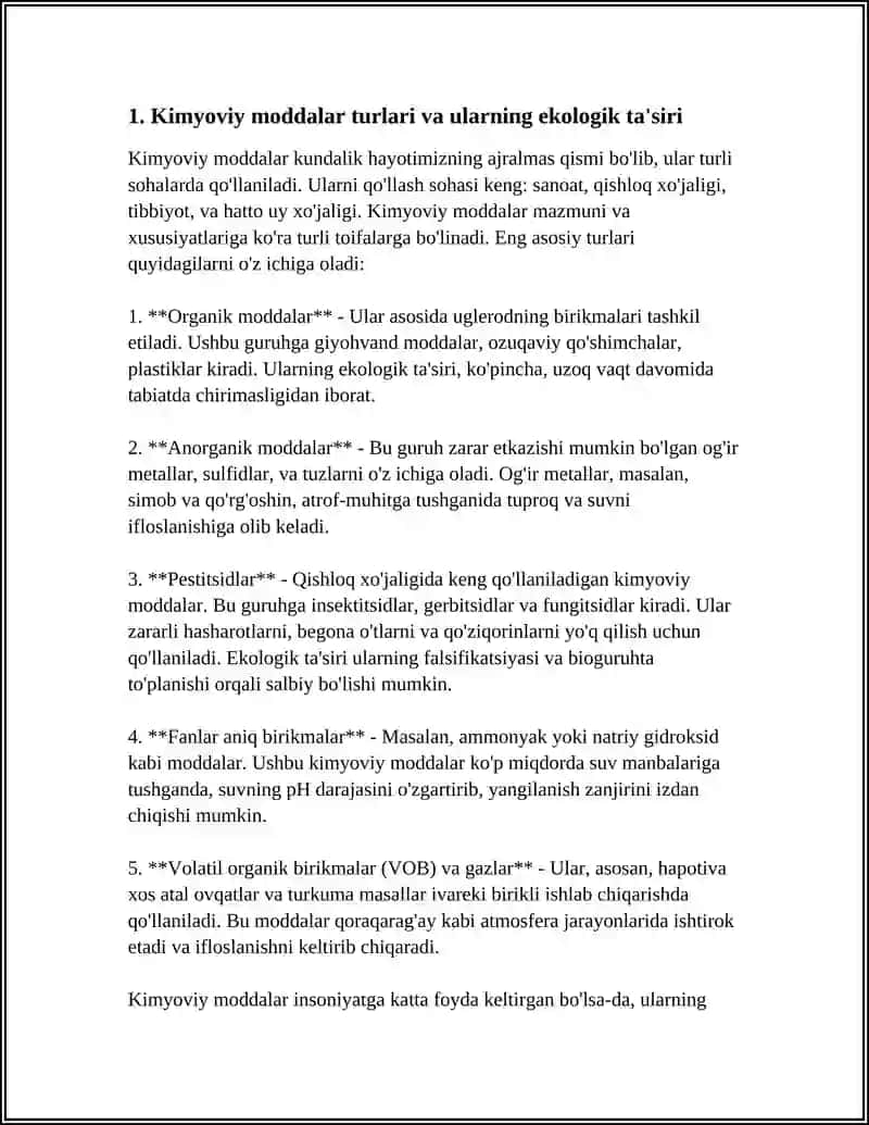 KIMYOVIY MODDALAR TA‘SIRI VA EKOLOGIK XAVFSIZLIK 4
