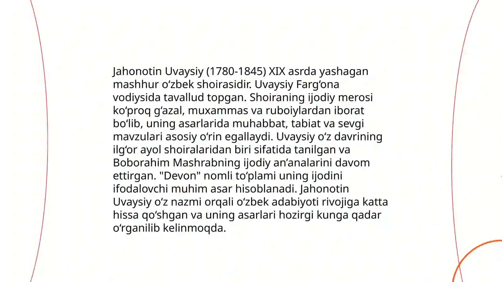 Jahonotin Uvaysiy va Mohlaroyim Nodira ijodiy merosi 4