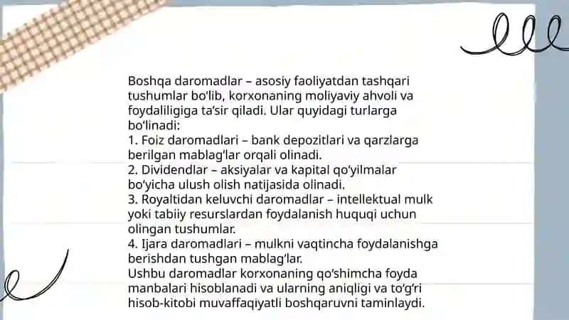 Moliyaviy hisobotda aks etgan boshqa daromadlar auditi 4