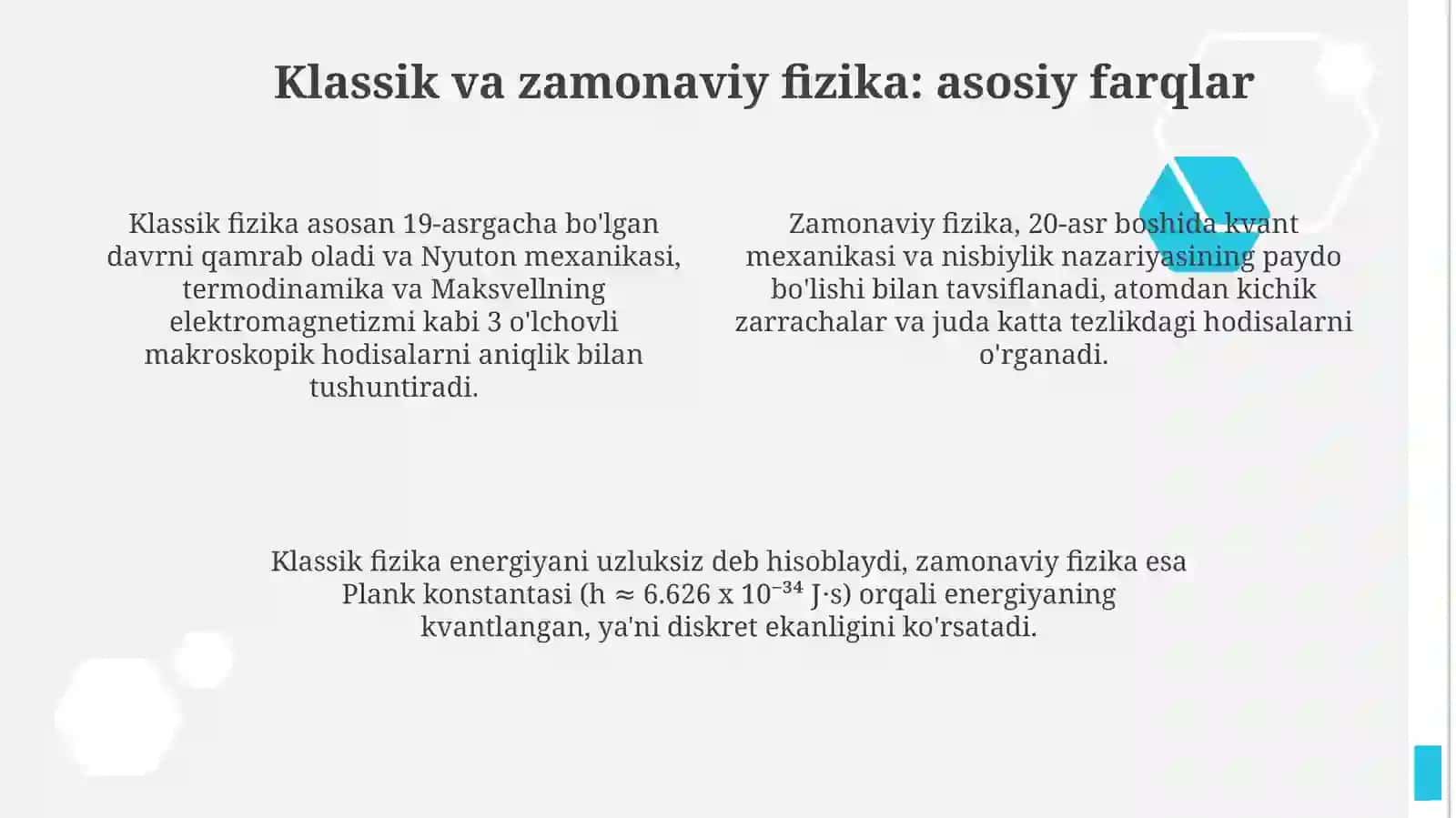Fizik bilimlarni sistemalashtirish 4