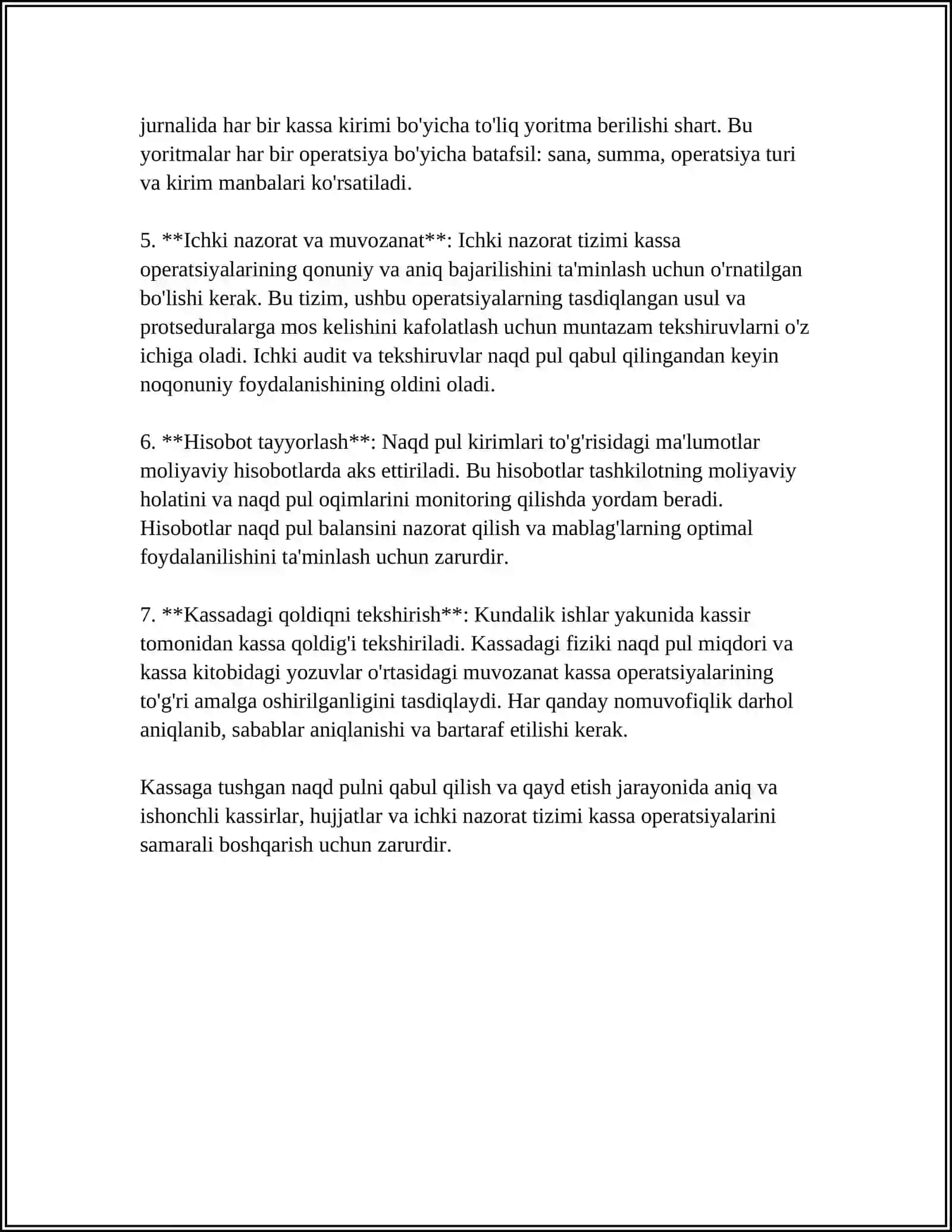 KASSA OPERATSIYALARINI HISOBGA OLISH 4